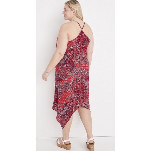 New Maurices Womans Sz 1X Plus Red Paisley Halter Midi Dress NWT - Picture 2 of 10